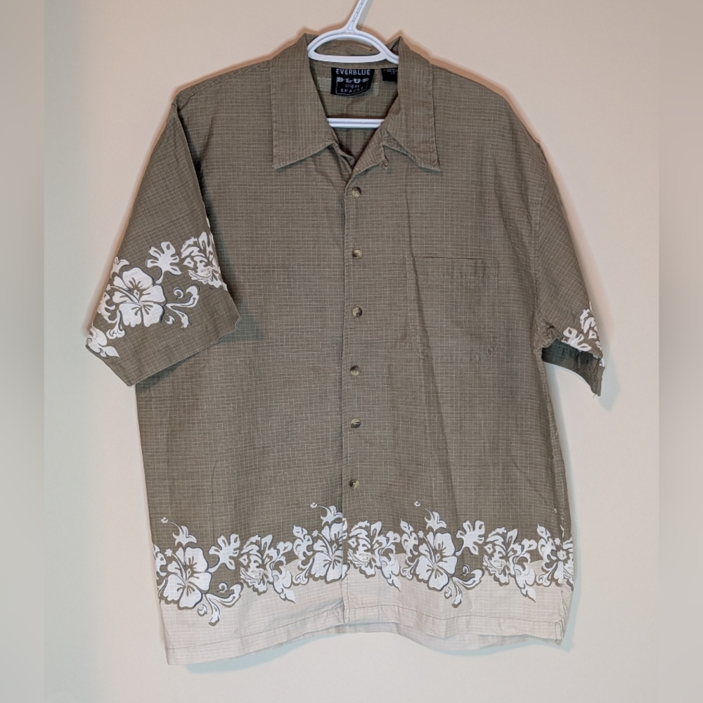 Everblue, Men's Tan Casual Button Down Shirt, Lg